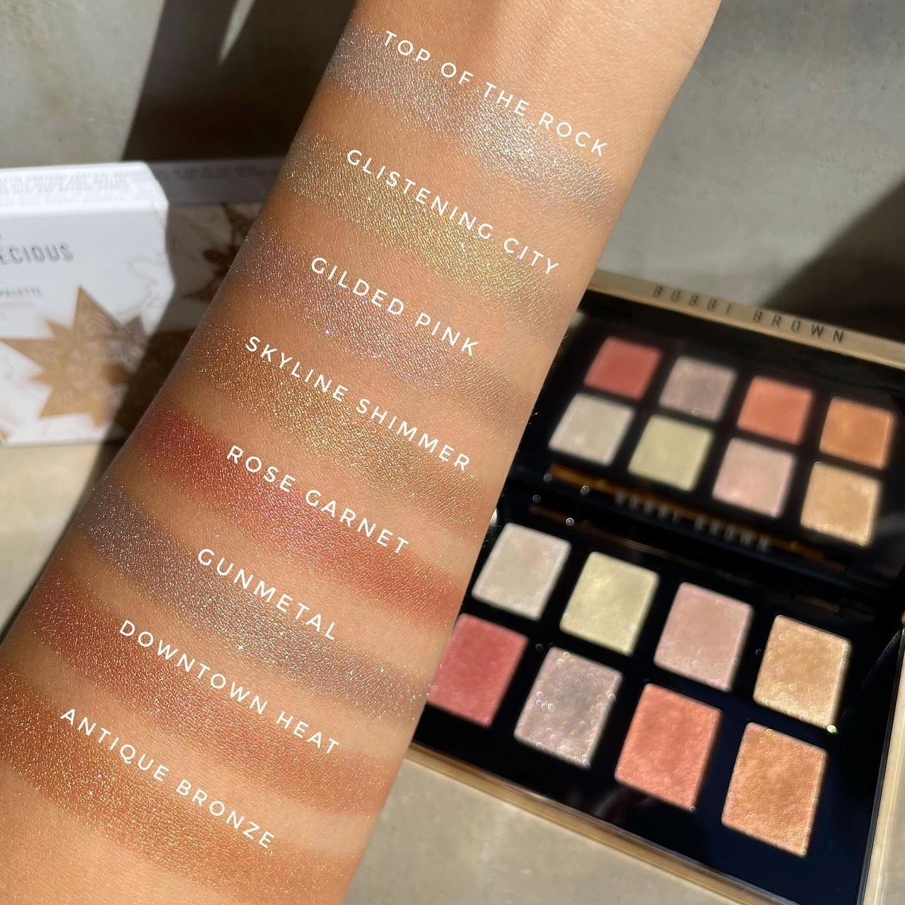 Bobbi Brown Luxe Precious Metals Eyeshadow Palette Christmas Holiday 2021 - Swatches